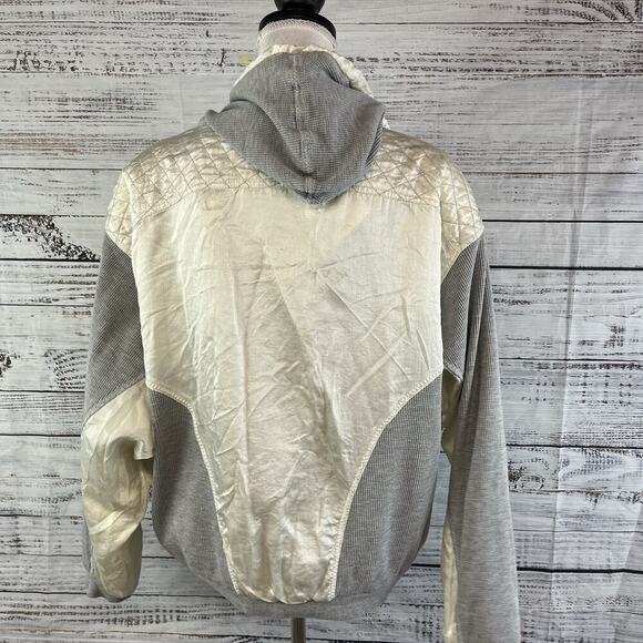 East West Vintage Puffy Ski Jacket Windbreaker Coat w/ Hood sz Large Gray Beige - Picture 13 of 14